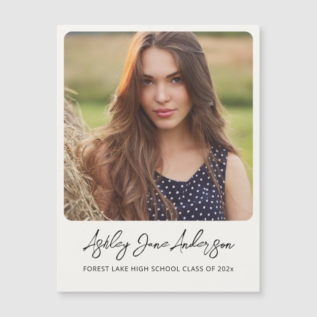 Elegant Graduation Photo Magnetic Announcement (Front)