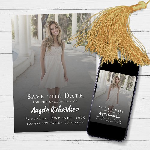 Elegant Graduation Photo Typography Save the Date Announcement