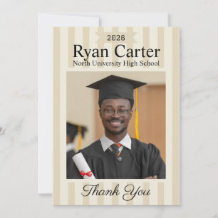 Elegant Graduation Portrait Thank You Card