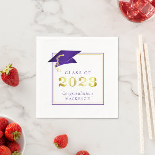 Elegant Graduation Purple Faux Gold Foil 2023 Napkins