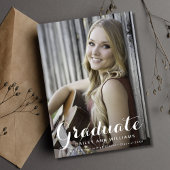 Elegant Graduation Script 2-sided Photo Grad Party Invitation