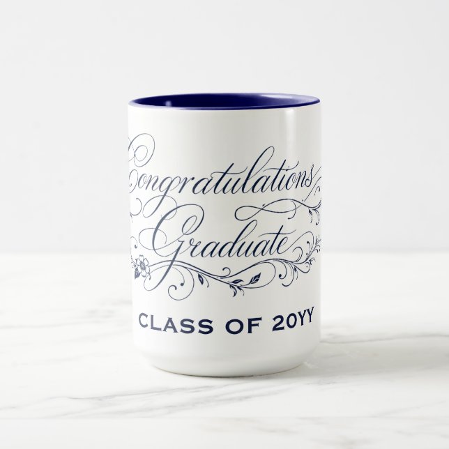 Elegant Graduation Script Design with Custom Year Mug (Center)