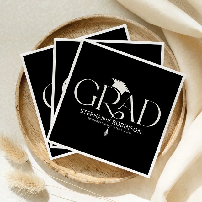 Elegant Graduation Tassel Black Napkins (Creator Uploaded)