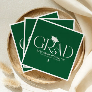 Elegant Graduation Tassel Green Napkins