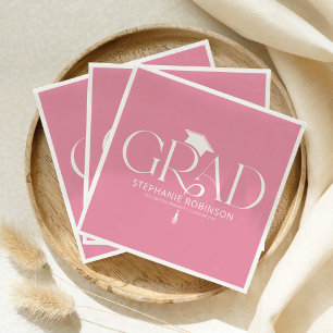 Elegant Graduation Tassel Pink Napkins