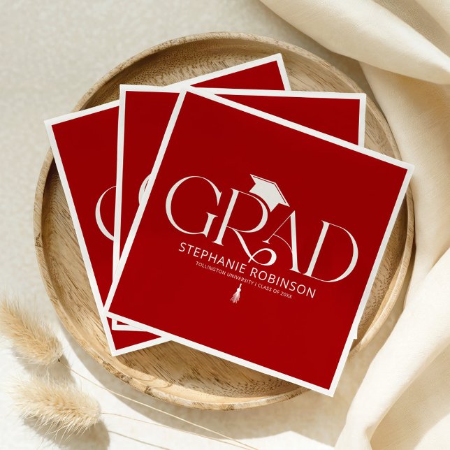 Elegant Graduation Tassel Red Napkins (Creator Uploaded)