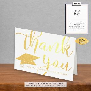 Elegant Graduation Thank You Script Foil Card