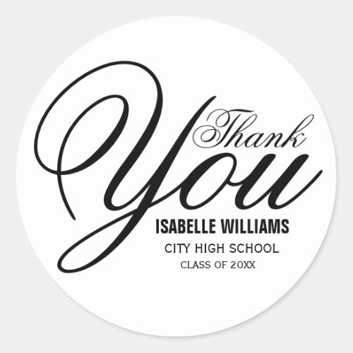 Elegant Graduation Thank You Sticker Template