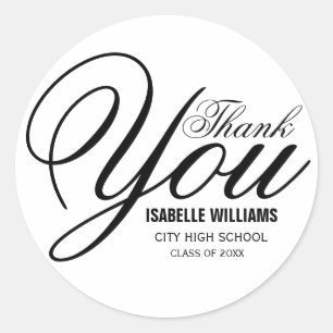 Elegant Graduation Thank You Sticker Template
