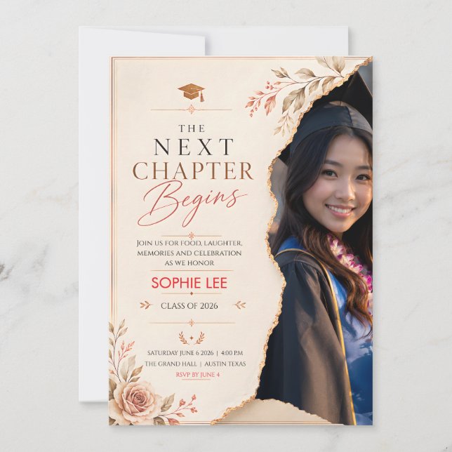 Elegant Graduation The Next Chapter Begins  Card (Front)