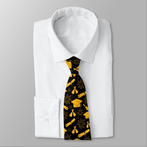 Elegant Graduation Theme Black and Gold Neck Tie