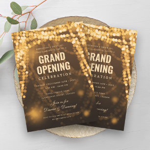 Elegant Grand Opening Business Gold Lights Invitation