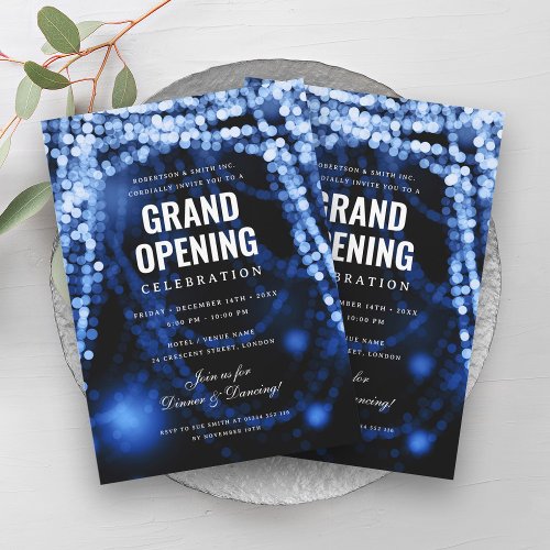 Elegant Grand Opening Business Navy Lights Invitation