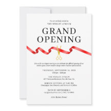 Elegant Grand Opening Invitation with Red Ribbon