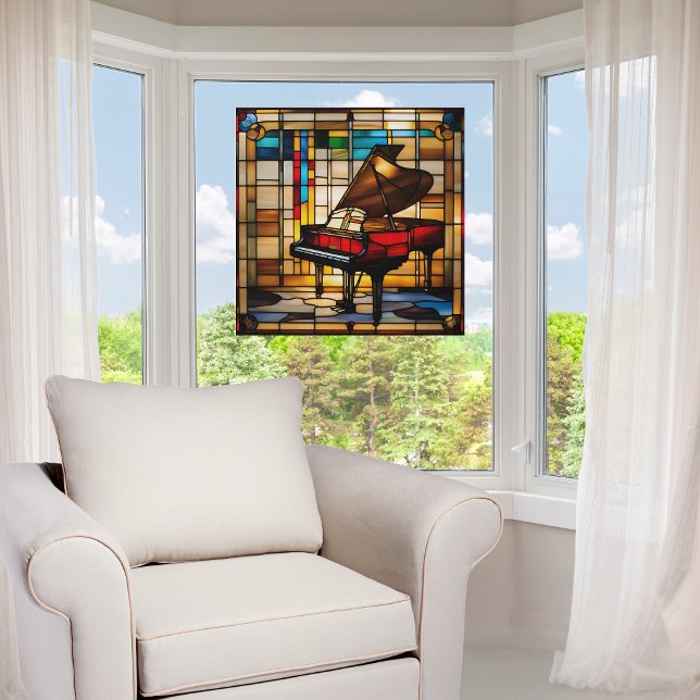 Elegant Grand Piano Faux Stained Glass Window Cling (Creator Uploaded)