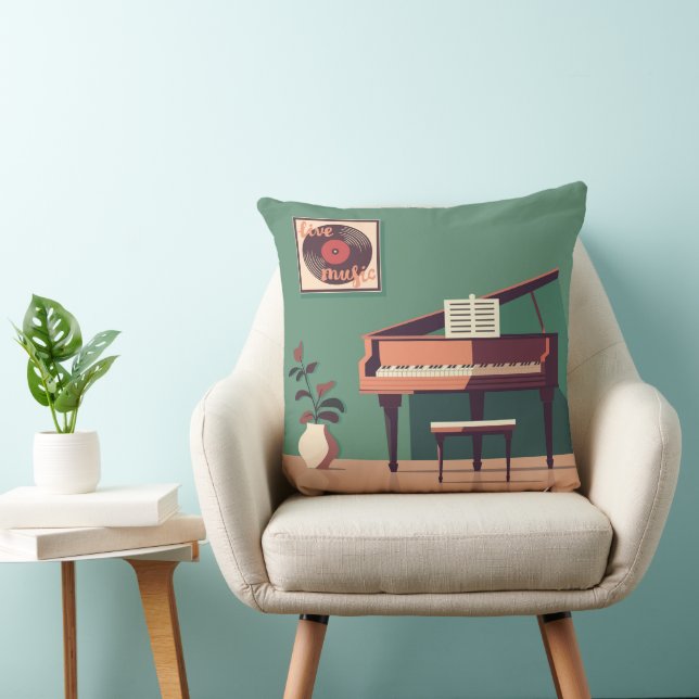 Elegant Grand Piano Throw Pillow (Chair)