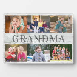 Elegant Grandma 6 Photo Collage Wood Mother&#39;s Day Plaque
