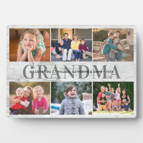 Elegant Grandma 6 Photo Collage Wood Mothers Day Plaque