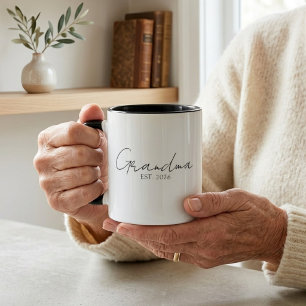Elegant Grandma Est. Year Minimal Script Design Mug