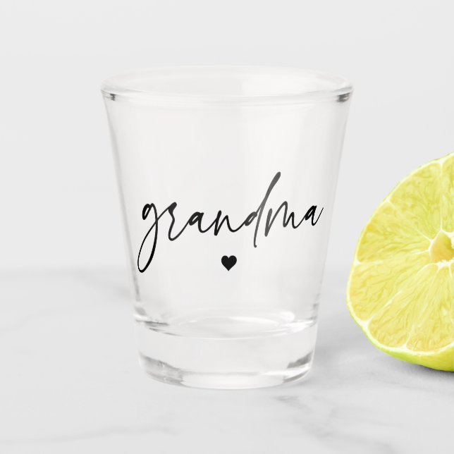 Elegant Grandma Script Typography Grandma Gifts Shot Glass (Front)