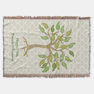 Elegant Grandparent's 25 Leaf Tree Throw Blanket
