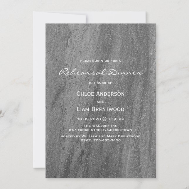 Elegant Granite Rehearsal Dinner Invitation (Front)