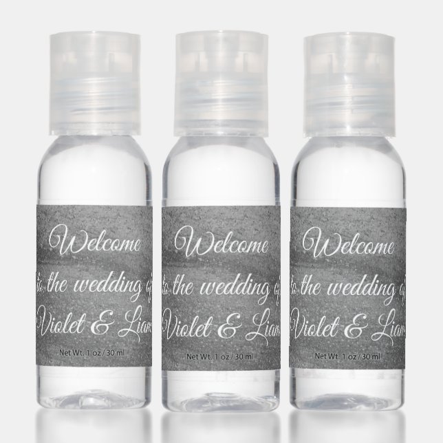 Elegant Granite Welcome Wedding Hand Sanitizer (Set)