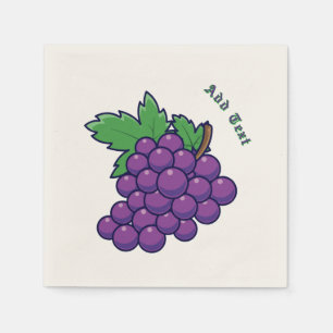 Elegant Grape Cluster Beverage Tissues Add Text Napkins