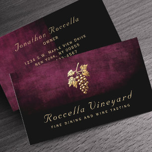 Elegant Grape Winery Vineyard Black Business Card