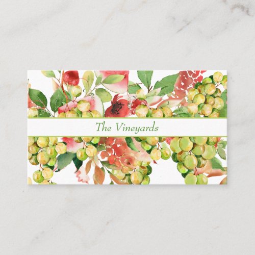 Elegant Grapes and Flowers Garland Business Card