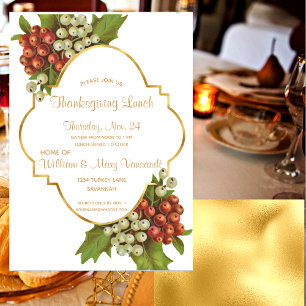 Elegant Grapes & Gold Thanksgiving Lunch Invitation