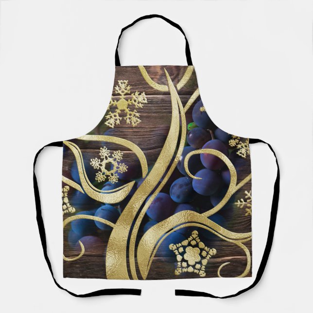 Elegant Grapes With Gold Pattern Apron (Front)