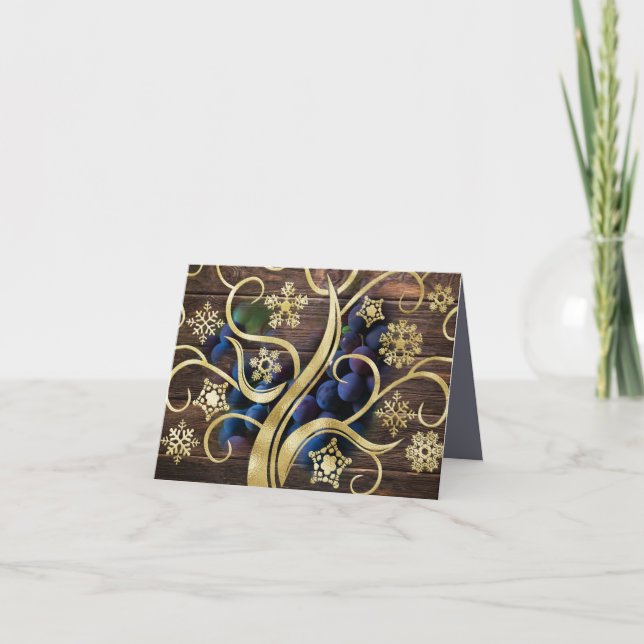Elegant Grapes With Gold Pattern Card (Front)