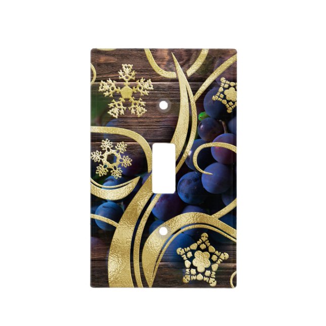 Elegant Grapes With Gold Pattern Light Switch Cover (Front)