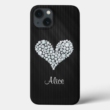 Elegant Graphic Diamond Heart Striped Background Iphone 13 Case by BestCases4u at Zazzle