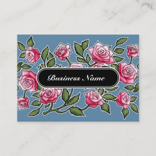 Elegant Graphic Square Floral Blue Business Card