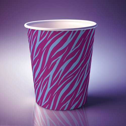 Elegant Graphic Trendy Bold Zebra Blue And Purple Paper Cups