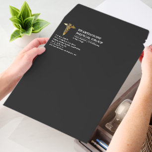 Elegant Graphite Gold Caduceus Medical Business Envelope Mailers
