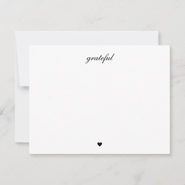 Elegant Grateful Heart Script Thank You Card (Front)