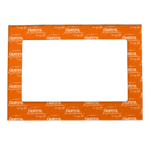 Elegant Grateful Thanksgiving Autumn Orange Magnetic Frame