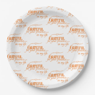 Elegant Grateful Thanksgiving Autumn Typography Paper Plates