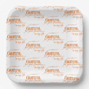 Elegant Grateful Thanksgiving Autumn Typography Paper Plates