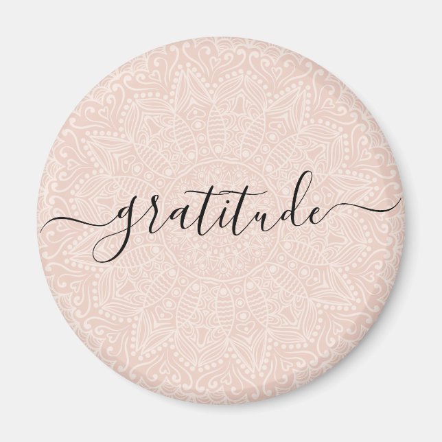 Elegant Gratitude blush pink script Magnet (Front)