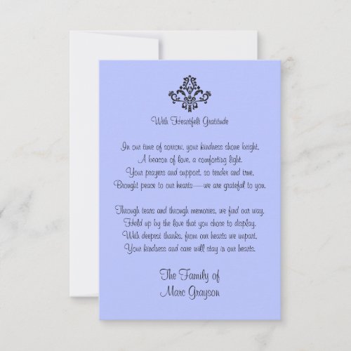 Elegant Gratitude Family of Purple Thank You  Card