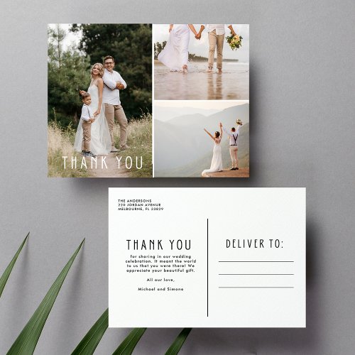 Elegant Gratitude Minimalist Wedding Thank You Postcard