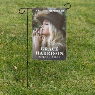 Elegant Grave Site Photo Memorial Tribute Garden Flag
