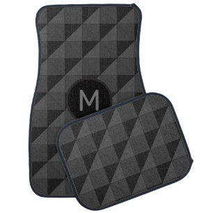Elegant Gray Abstract Geometric Pattern Car Floor Mat