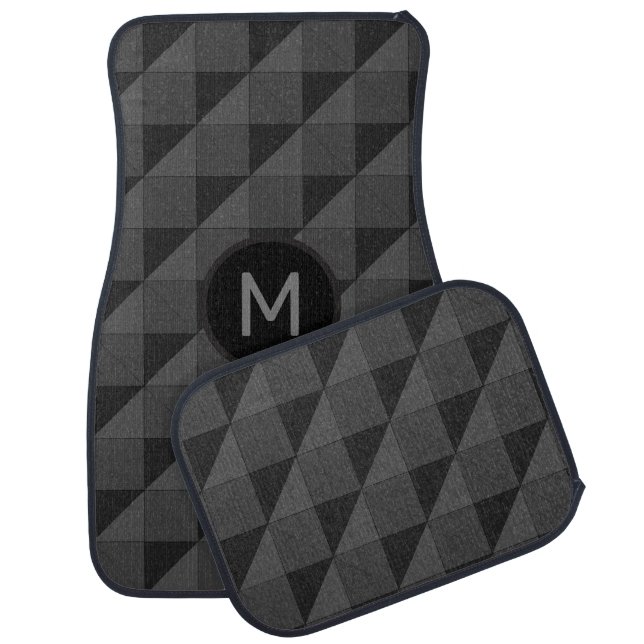 Elegant Gray Abstract Geometric Pattern Car Floor Mat (Set)