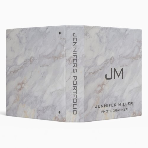 Elegant gray and beige marble design 3 ring binder