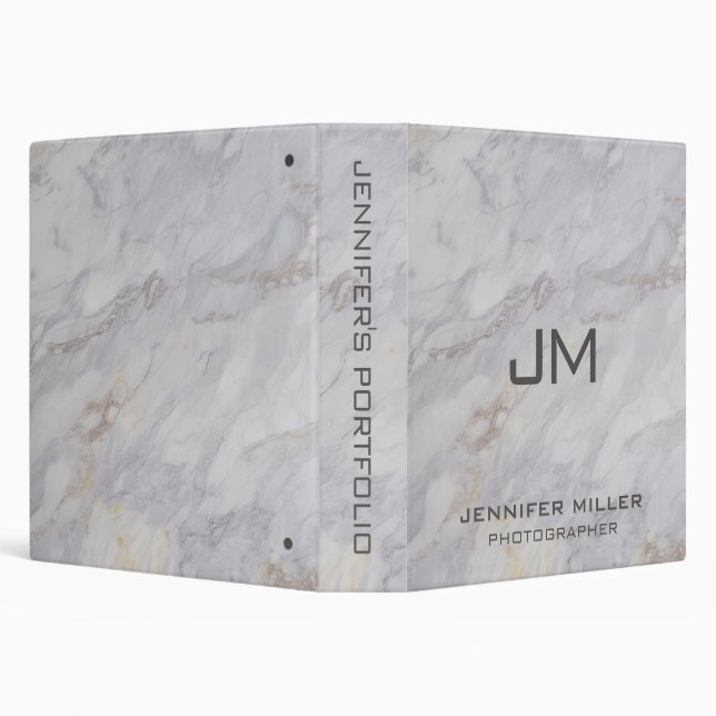Elegant gray and beige marble design 3 ring binder (Background)